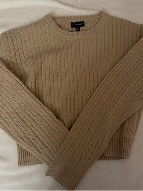 Banana Republic Camel Cable-Knit Crewneck Sweater